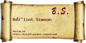 Bálint Simeon névjegykártya